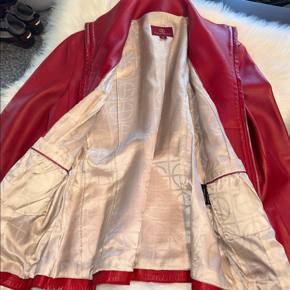 Cole Haan Red Leather Jacket - Picture 7 of 13